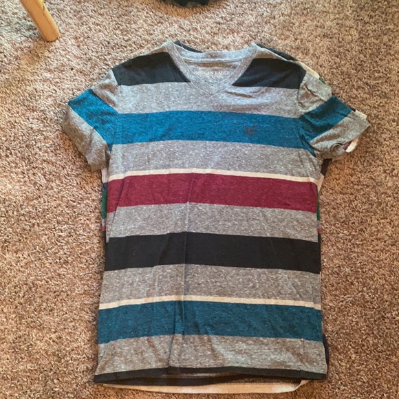 3 American Eagle Striped V-necks - Picture 3 of 4
